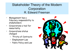 Stakeholder Theory of the Modern Corporation R. Edward