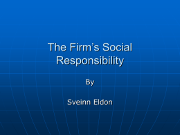 The Firm`s Social Responsibility