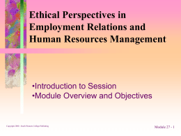Ethical Perspectives in Employment Relations and Human