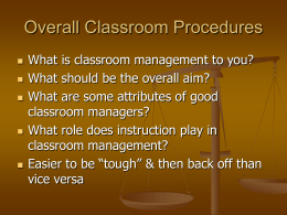 Overall Classroom Procedures