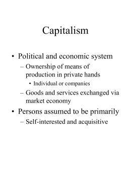 Week 3 Lecture Capitalism and Corporations