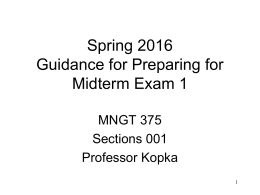 Guidance for Preparing for Midterm Exam I
