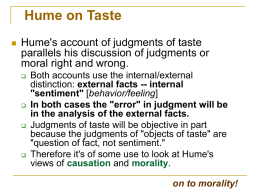 David Hume: A matter of "taste"