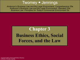 Anderson`s Business Law 20e - FacStaff Home Page for CBU