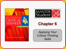 Chapter 6 - Applying Your Critical Thinking Skills