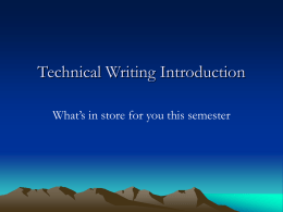 Technical Writing Introduction