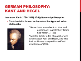 Immanuel Kant (1724-1804): Enlightenment