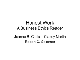 Honest Work A Business Ethics Reader