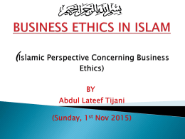 Islamic Perspective Concerning Business Ethics