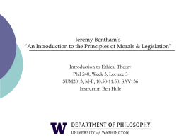 Jeremy Bentham*s *An Introduction to the Principles of