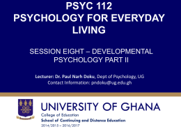 session eight – developmental psychology part two