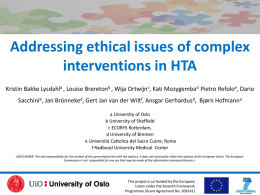 Addressing ethical issues of complex - INTEGRATE-HTA