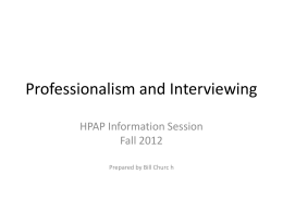 Professionalism and Interviewingx