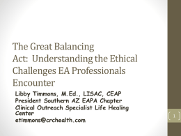 The Great Balancing Act Ethics in the EA Professional Oct 2014