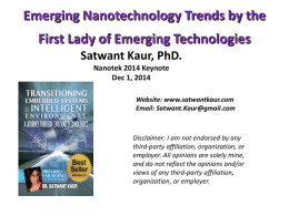 Nanotek 2014 Keynote Dr. Satwant Kaur, First Lady of Emerging
