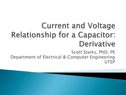 Current and Voltage Relationship for a Capacitor: Derivative