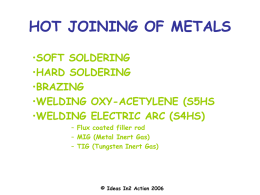 HOT JOINING OF METALS - Ideas in2 Action Ltd