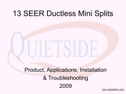 2009 Quietside Mini Splits Application Installation