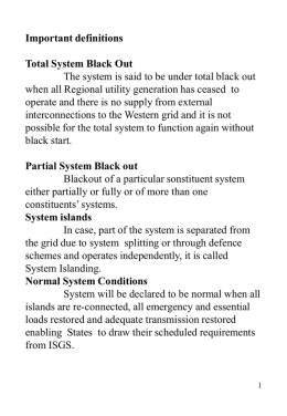 The black start procedures should contain the following
