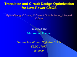 Transistor and Circuit Design Optimization for Low