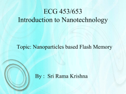 ECG 453/653 Introduction to Nanotechnology