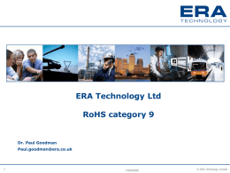 ERA Technology Ltd EU REACH and related legislation