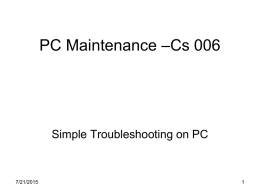 PC Maintenance –Cs 030