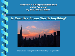 Reactive & Voltage Maintenance - Joint Proposal