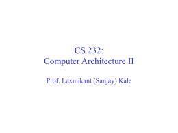 CS 232: Computer Architecture II - Parallel Programming Laboratory