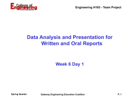 ENG H193 - Data Presentation - Gateway Engineering Education