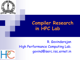 Compiler Research in HPC Lab