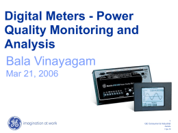 GE Multilin`s Solution For Power Quality Monitoring