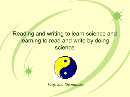 Reading and writing to learn science and learning to read and write