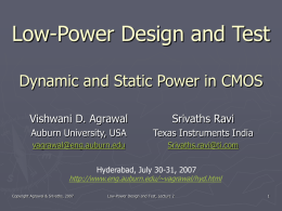 Lecture 2: Dynamic and static power in CMOS