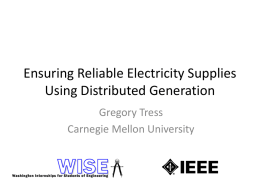 Ensuring Reliable Electricity Supplies Using Distributed Generation