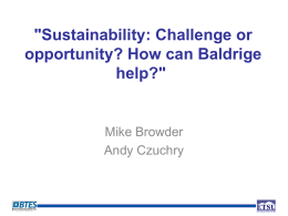 Sustainability: Challenge or opportunity? How can Baldrige help?