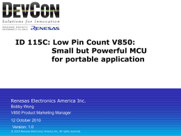 ID 115C: Low Pin Count V850: Small but Powerful MCU for portable