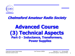 Advanced Licence Course - Chelmsford Amateur Radio Society