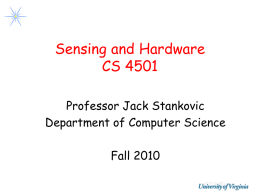 Sensors - University of Virginia, Department of Computer Science