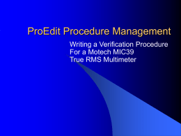 ProCal - Writing a Procedure (Motech MIC39)