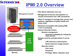 Server Management: IPMI 1.5 (Intelligent Platform Management