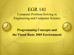 EGR 141 Computer Problem Solving in Engineering and Computer