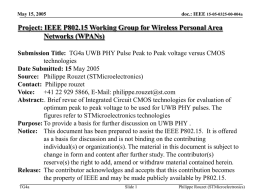 TG4a UWB PHY Activity summary March- May 2005