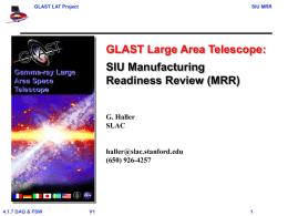 GLAST Charts - GLAST at SLAC
