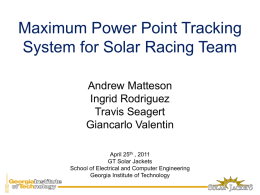 Solar Power Array Management for the Solar Racing Team