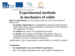 13th lecture - experimental methods