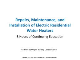 Repairs, Maintenance, and Installation of Electric Residential Water