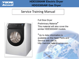 HDE5300AW Electric Dryer HDG5300AW Gas Dryer
