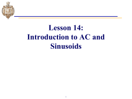 Intro to AC and Sinusoids