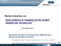 Developments in Thermoelectric Power Generation